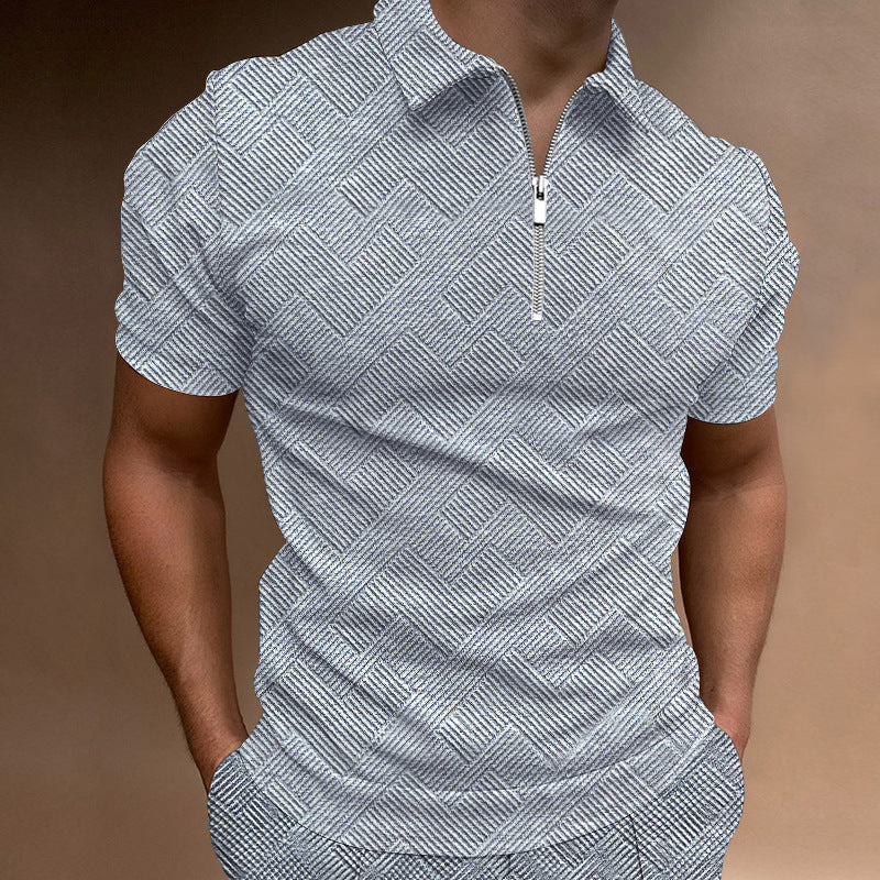 Herren strukturiertes Kurzarm-Zip-Polo Aliams