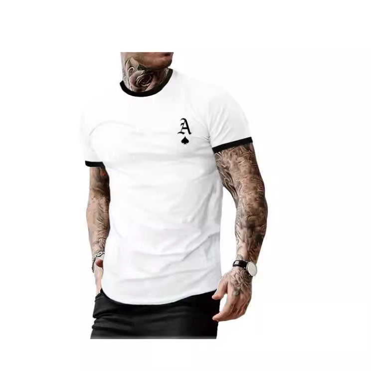 Herren T-Shirt mit modernem Motiv und kontrastierendem Kragen Aliams