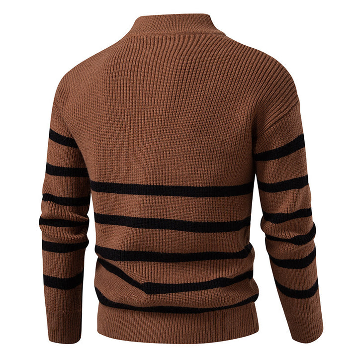 Herren Strickpullover mit modernem Halbreißverschluss und gestreiftem Design Aliams