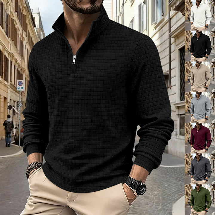Herren stylisches Fleece-Hemd mit Reißverschluss und strukturiertem Design Aliams