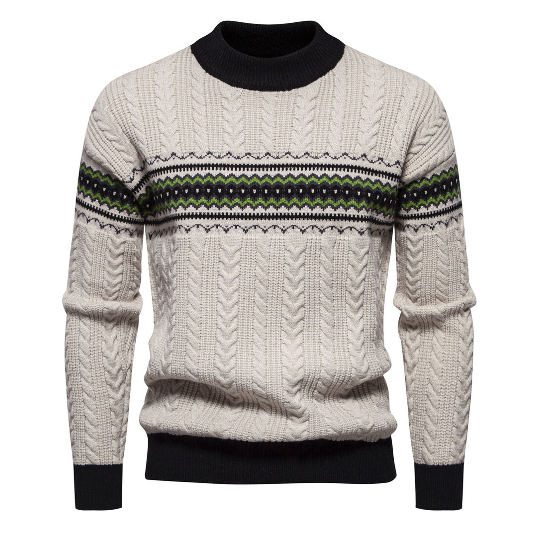 Herren Strickpullover mit innovativem Zopfmuster und stilvollen Akzenten Aliams