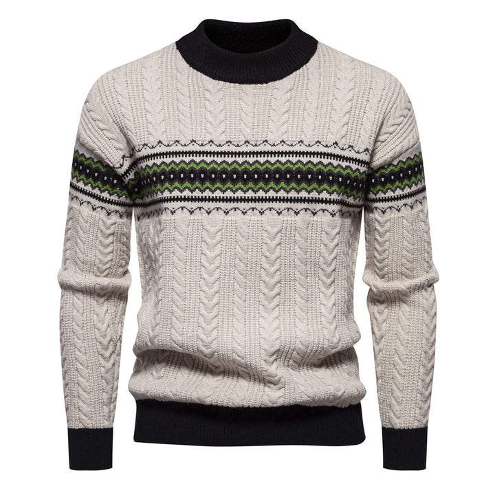 Herren Strickpullover mit innovativem Zopfmuster und stilvollen Akzenten Aliams