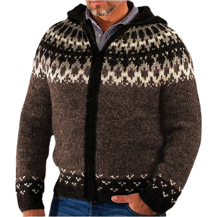 Herren Strickjacke mit traditionellem Norweger-Muster und praktischen Reißverschluss Aliams