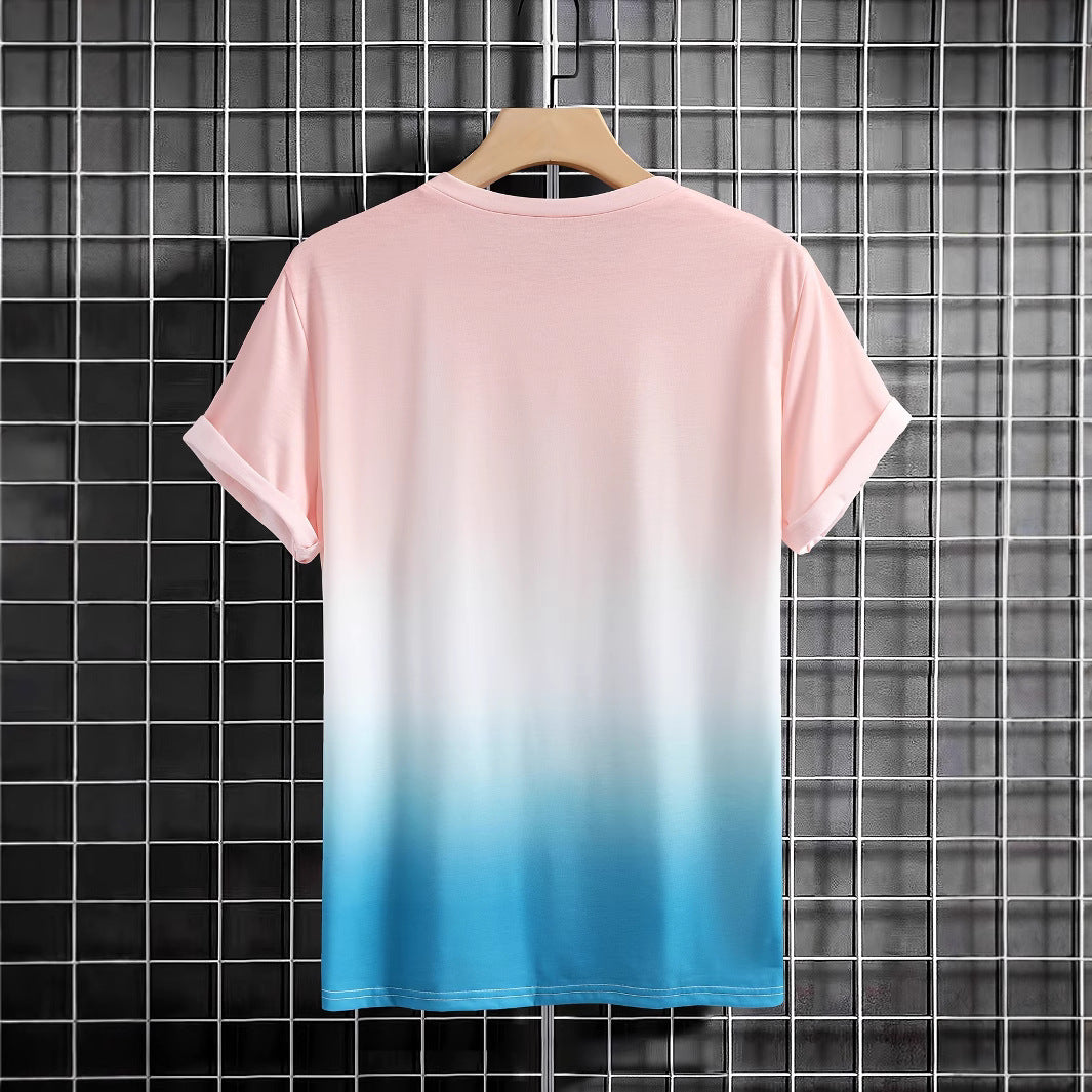 Herren T-Shirt mit modernem Farbverlauf und Palmenstickerei Aliams