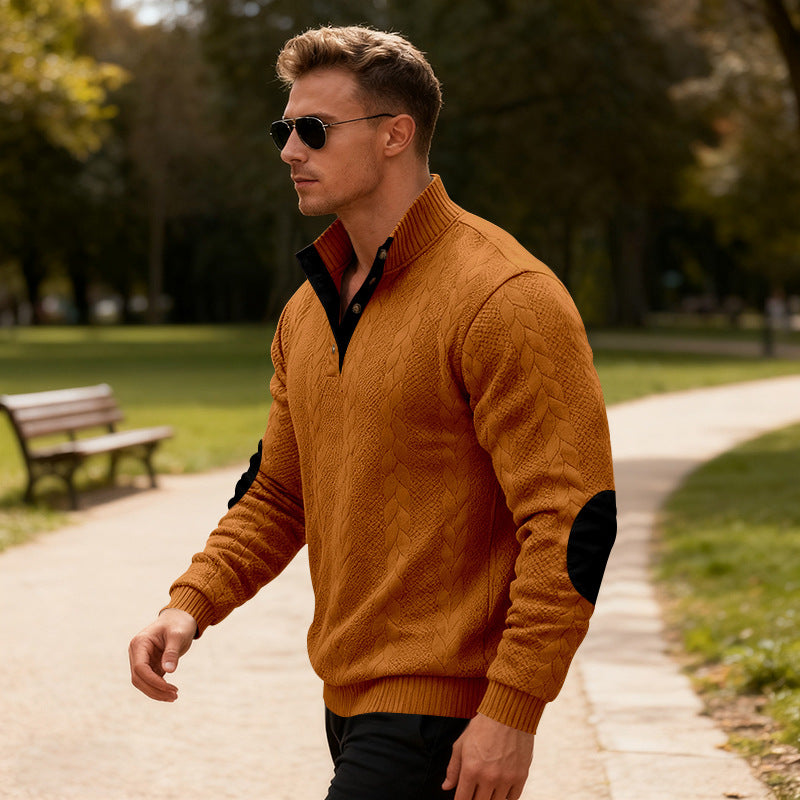 Herren Strickpullover mit modernem Kragen und eleganten Kontrastdetails Aliams