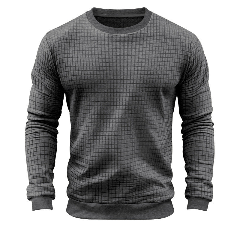 Herren stylischer Rundhals-Pullover mit modernem quadratischem Muster Aliams