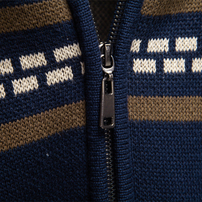 Herren Strickjacke mit modernem Zipper-Design und Muster Aliams