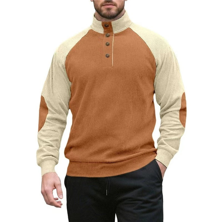 Herren sportlicher Stehkragenpullover mit strukturiertem Fleece-Aussehen Aliams