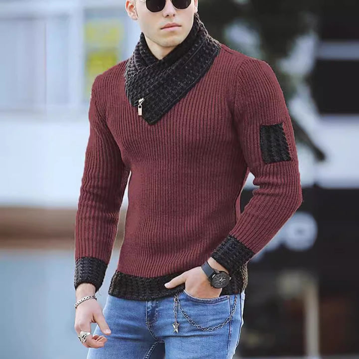 Herren strukturierter Pullover mit modernem Stehkragen Aliams