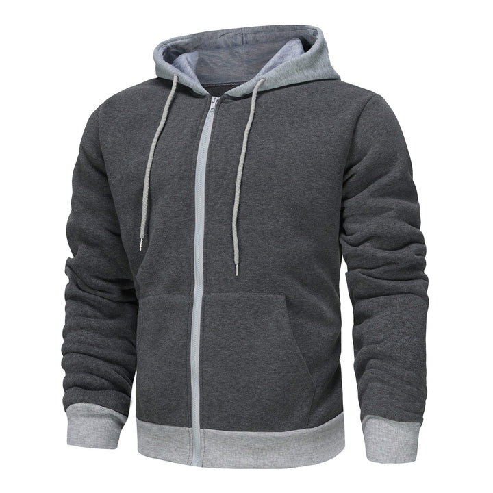 Herren Zip-Hoodie mit Kontrastfarbe und Kängurutasche Aliams