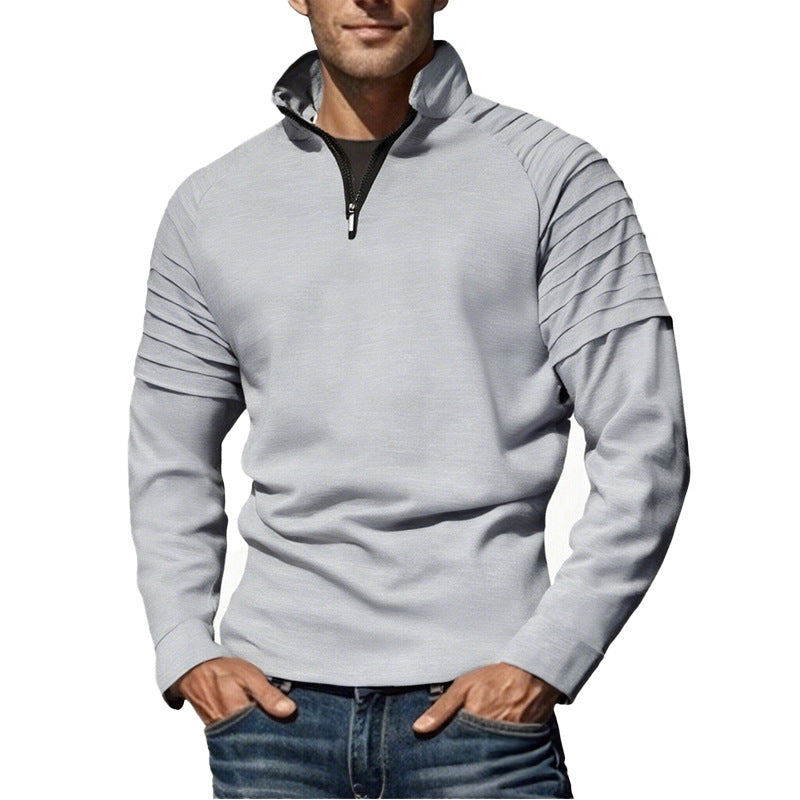 Herren Sportpullover mit stylischen Ripp-Details und halbem Reißverschluss Aliams