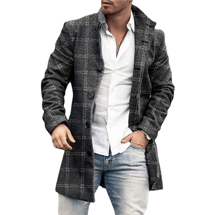 Herren Wollmantel im modernen Karodesign mit taillierter Passform Aliams