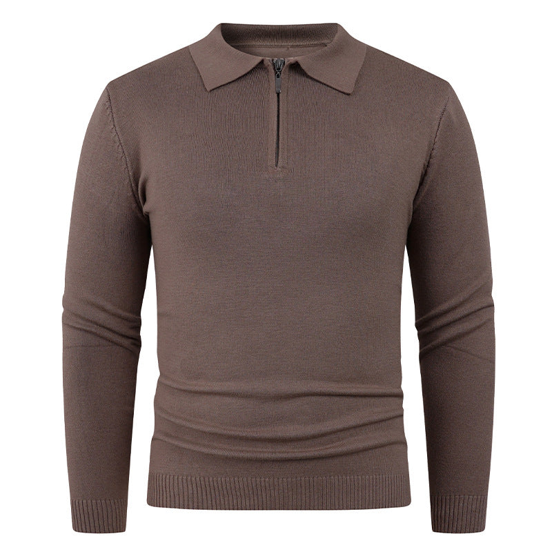 Herren Strickpullover mit halb offenem Kragen und feiner Rippenstruktur Aliams