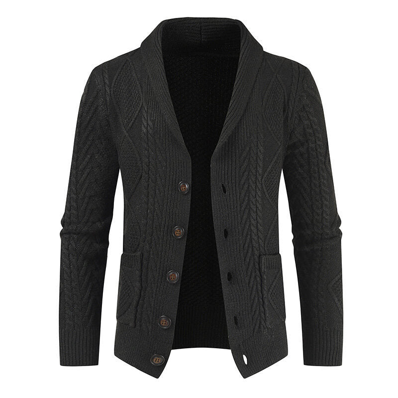 Herren Strickjacke mit modernem Zopfmuster und praktischen Taschen Aliams
