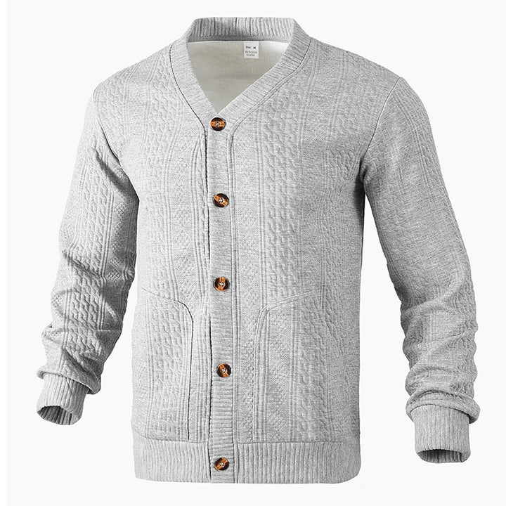 Herren Strickjacke mit V-Ausschnitt und praktischen Taschen Aliams