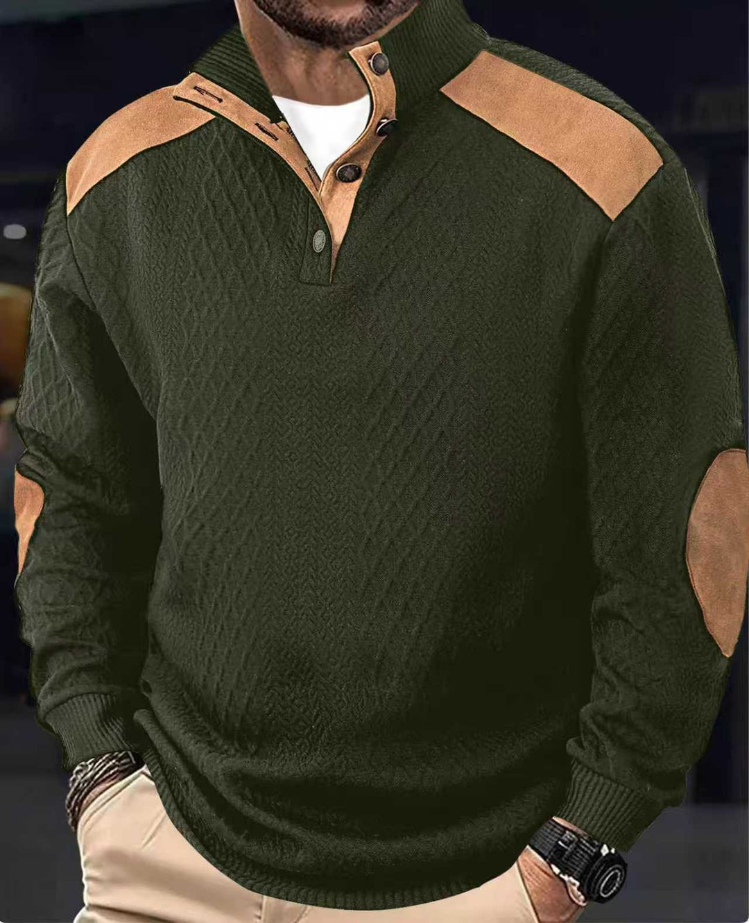 Herren Strickpullover mit einzigartigem Stehkragen und modischen Details Aliams