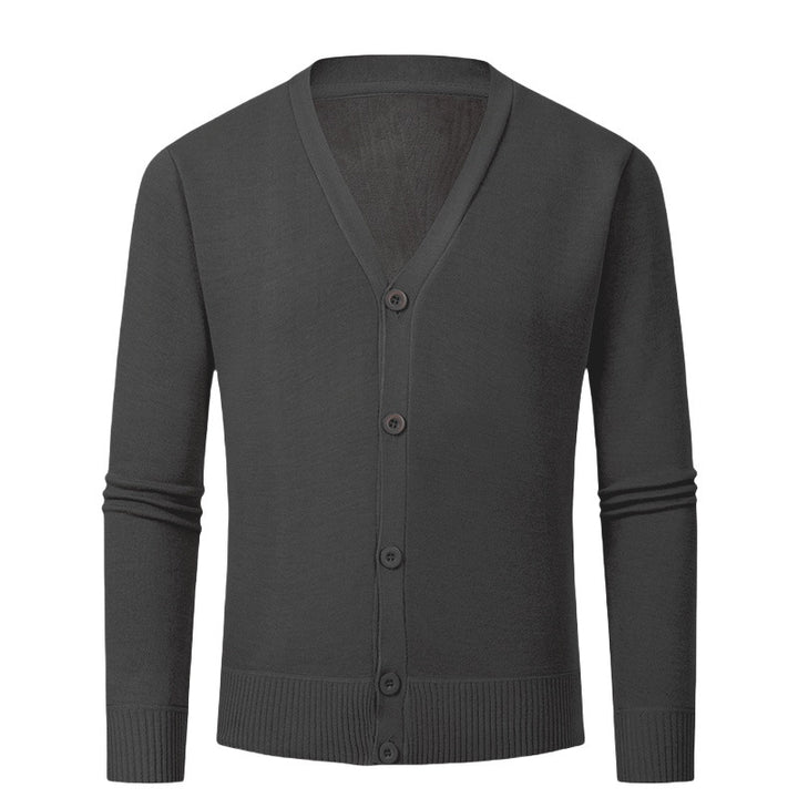 Herren Strickjacke mit V-Ausschnitt und knopflosem Design Aliams