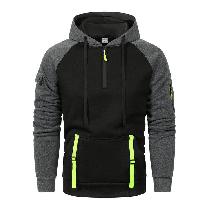 Herren Sportlicher Kapuzenpullover mit halbem Reißverschluss und praktischen Taschen Aliams