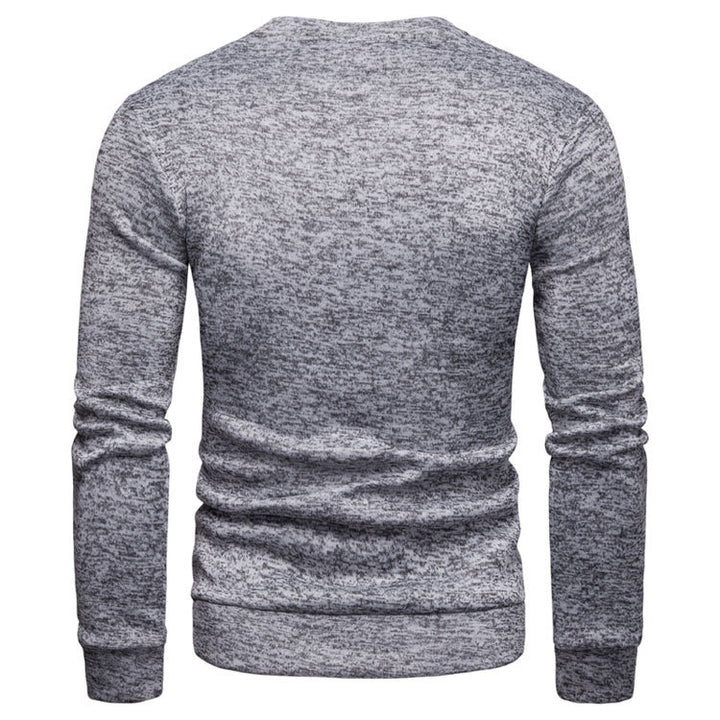 Herren stylischer Sweatpullover mit asymmetrischem Leder-Einsatz Aliams