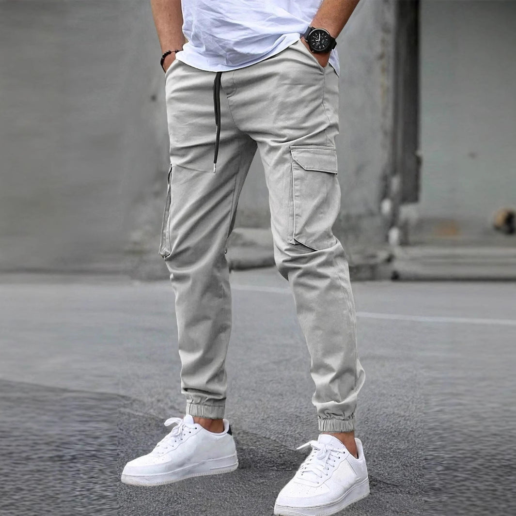 Herren trendige Cargo-Hose mit elastischem Bund und praktischen Seitentaschen Aliams