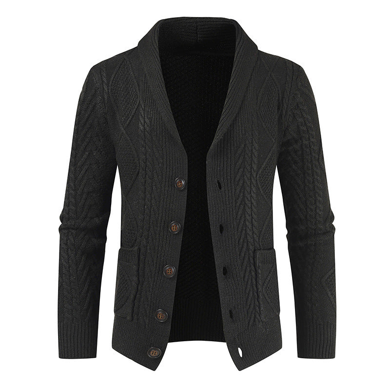 Herren Strickjacke mit modernem Zopfmuster und schickem Schalkragen Aliams