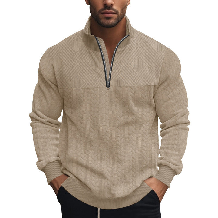 Herren strukturierter Pullover mit halbem Reißverschluss Aliams