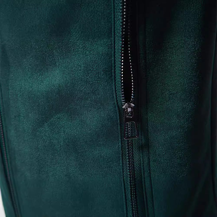 Herren trendige Kunstlederjacke mit modernem Stehkragen und praktischen Taschen Aliams