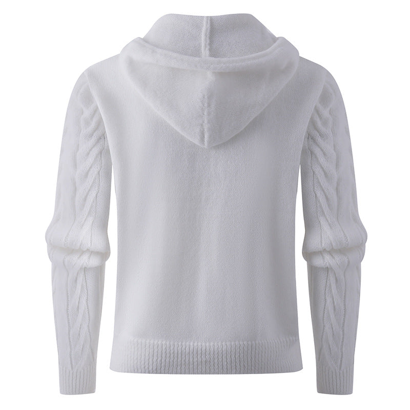 Herren Strickpullover mit Kapuze und strukturiertem Zopfmuster Aliams