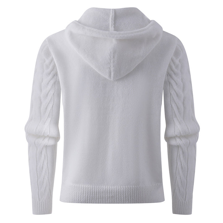 Herren Strickpullover mit Kapuze und strukturiertem Zopfmuster Aliams