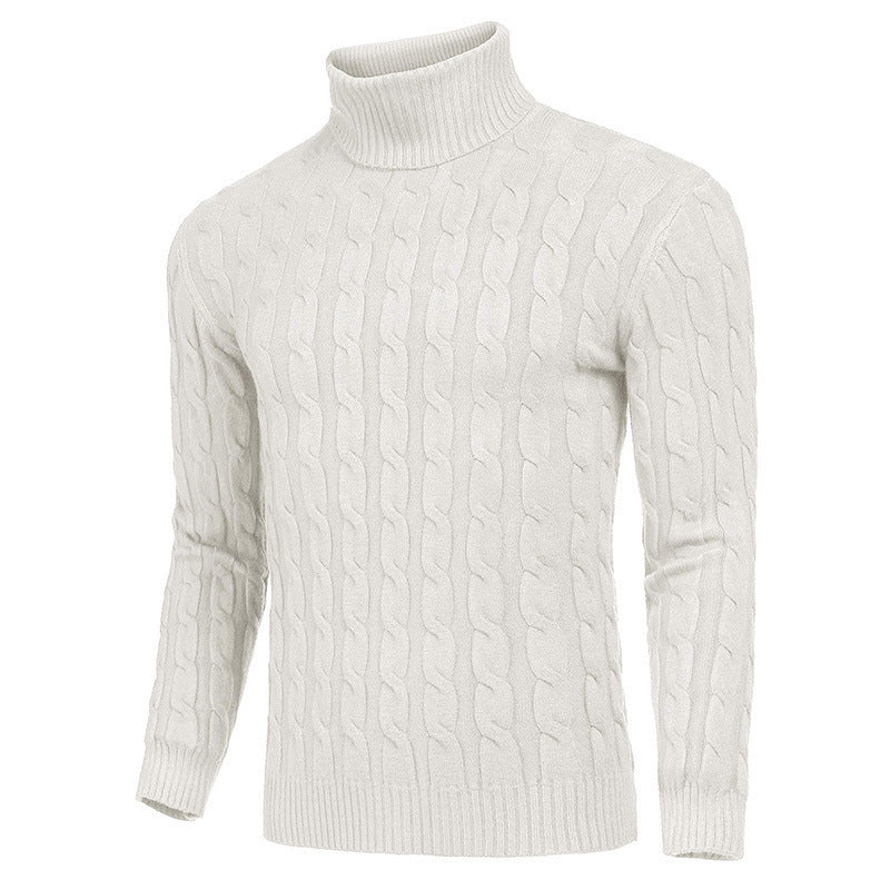 Herren Strickpullover mit hohem Kragen und Zopfmuster Aliams