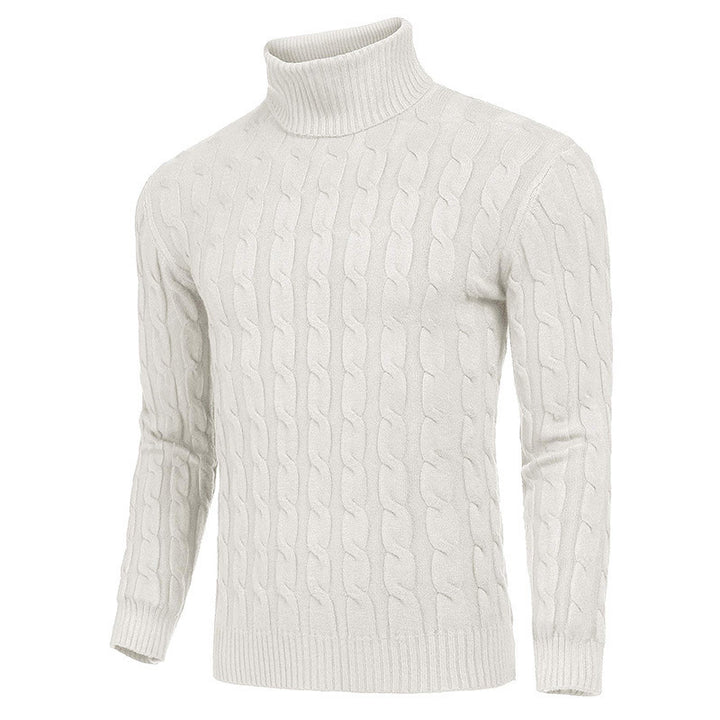 Herren Strickpullover mit hohem Kragen und Zopfmuster Aliams