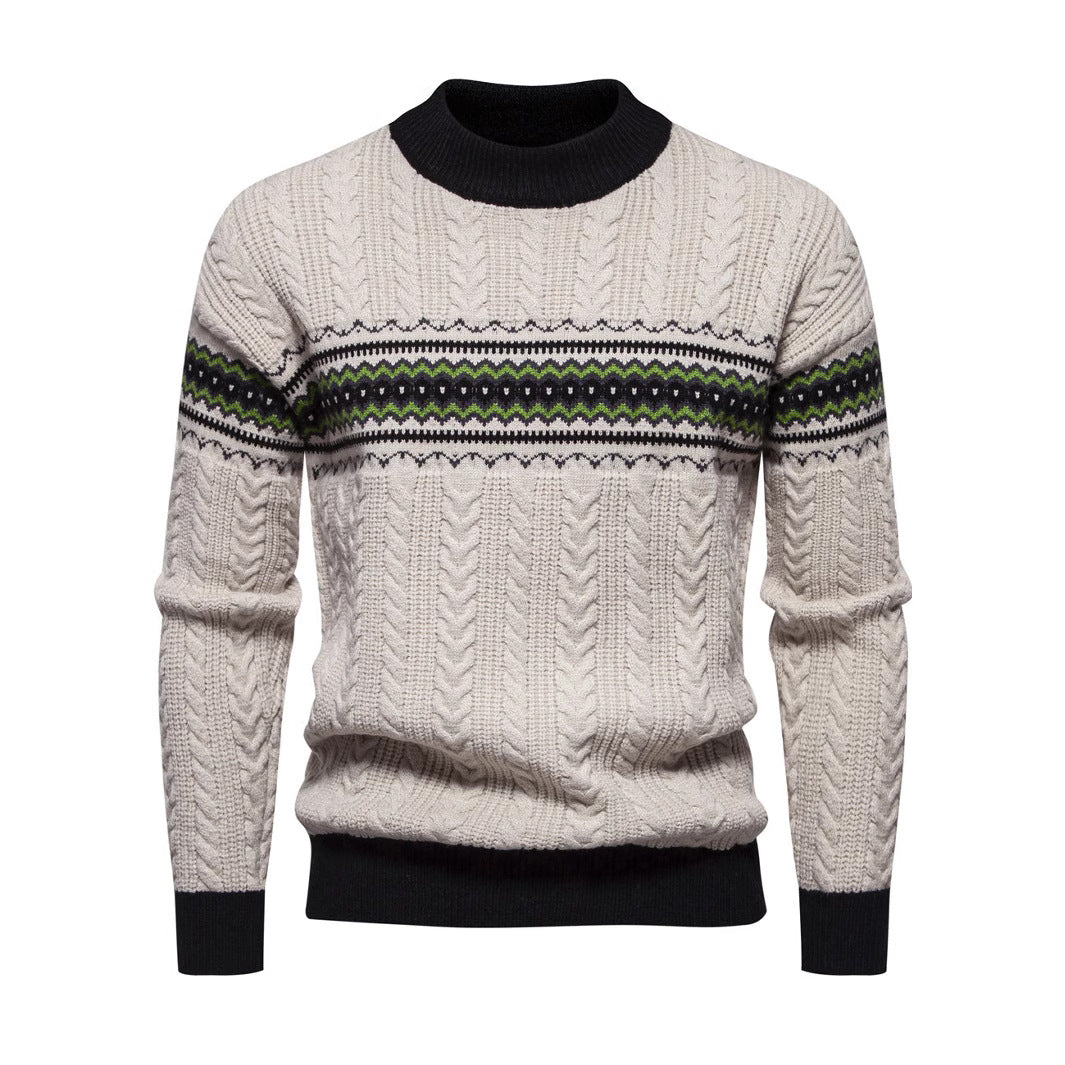 Herren Strickpullover mit innovativem Zopfmuster und stilvollen Akzenten Aliams