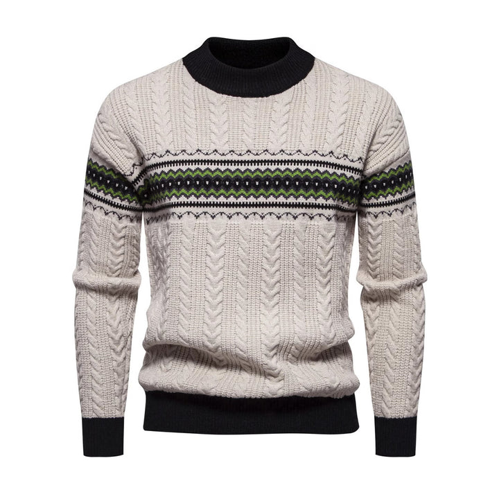 Herren Strickpullover mit innovativem Zopfmuster und stilvollen Akzenten Aliams