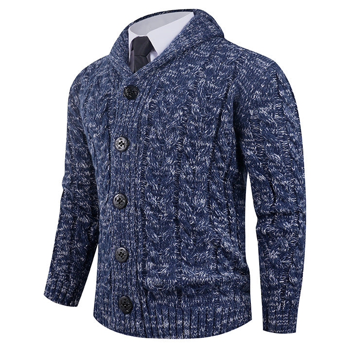 Herren Strickjacke mit Zopfmuster und schickem Schalkragen Aliams