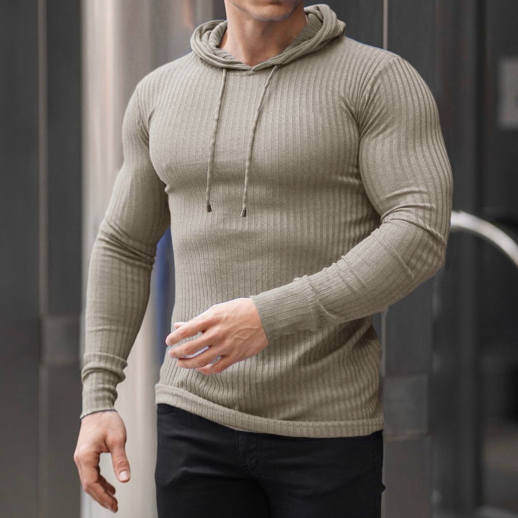 Herren stylischer Kapuzenpullover mit Rippenstruktur und modischem Schnitt Aliams