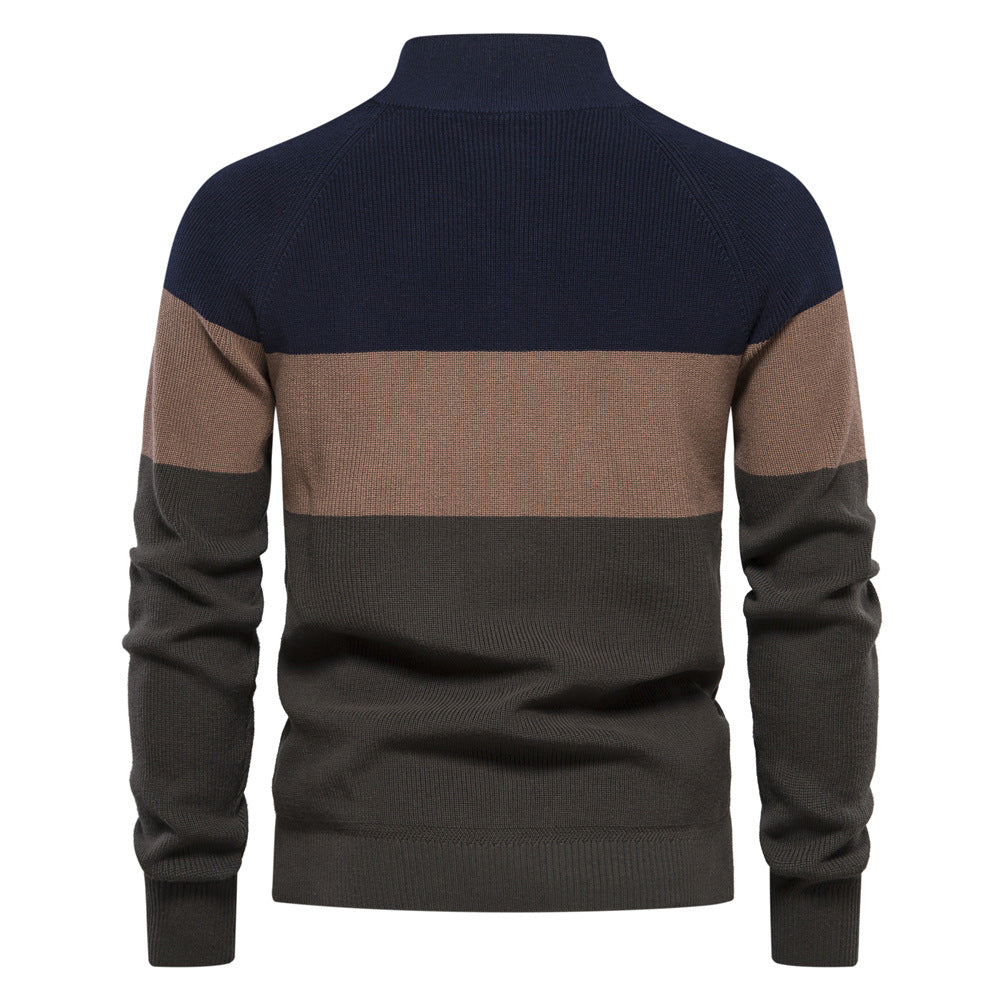 Herren Strickjacke mit modischem Farbblockdesign und hochwertigem Reißverschluss Aliams