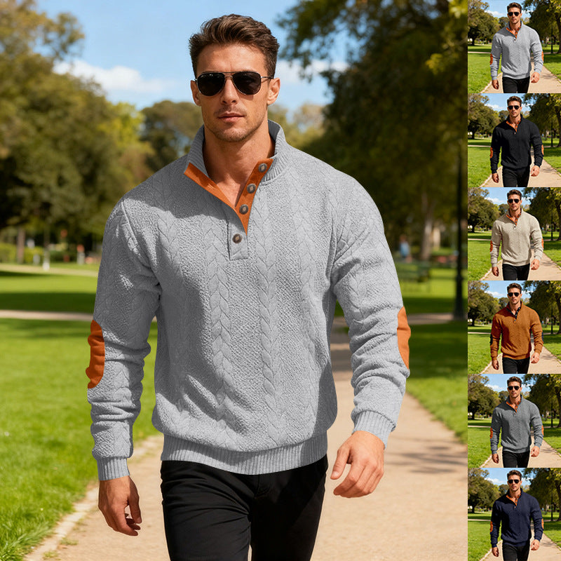 Herren Strickpullover mit modernem Kragen und eleganten Kontrastdetails Aliams