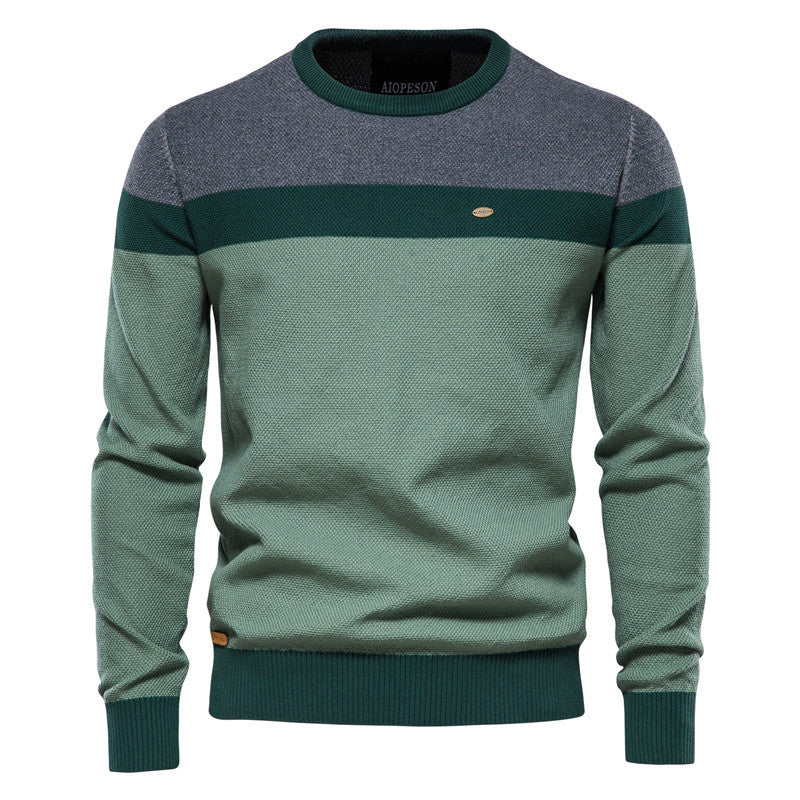 Herren Strickpullover mit modernem Farbblockdesign und feiner Struktur Aliams