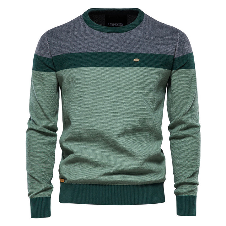 Herren Strickpullover mit modernem Farbblockdesign und feiner Struktur Aliams