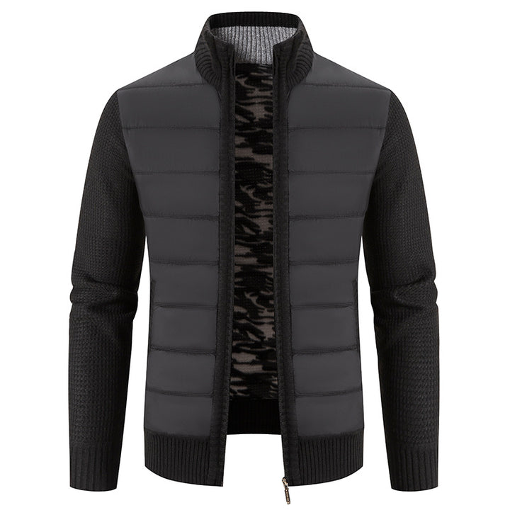 Herren Steppjacke mit hybridem Strickdesign und hohem Kragen Aliams
