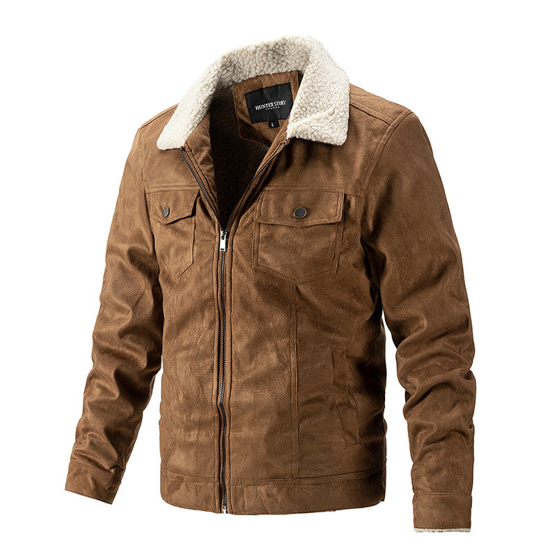 Herren Übergangsjacke mit Kunstfellkragen und praktischen Brusttaschen Aliams