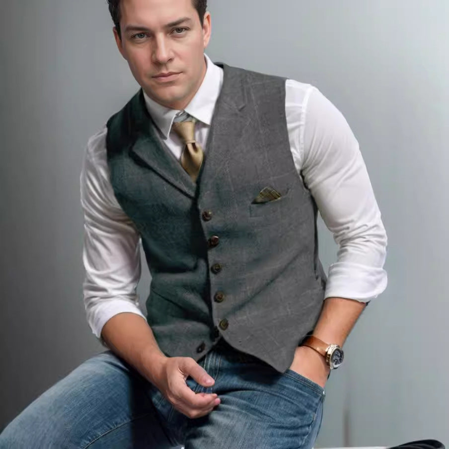 Herren stilvolle elegante Weste mit feinem Stoff Aliams