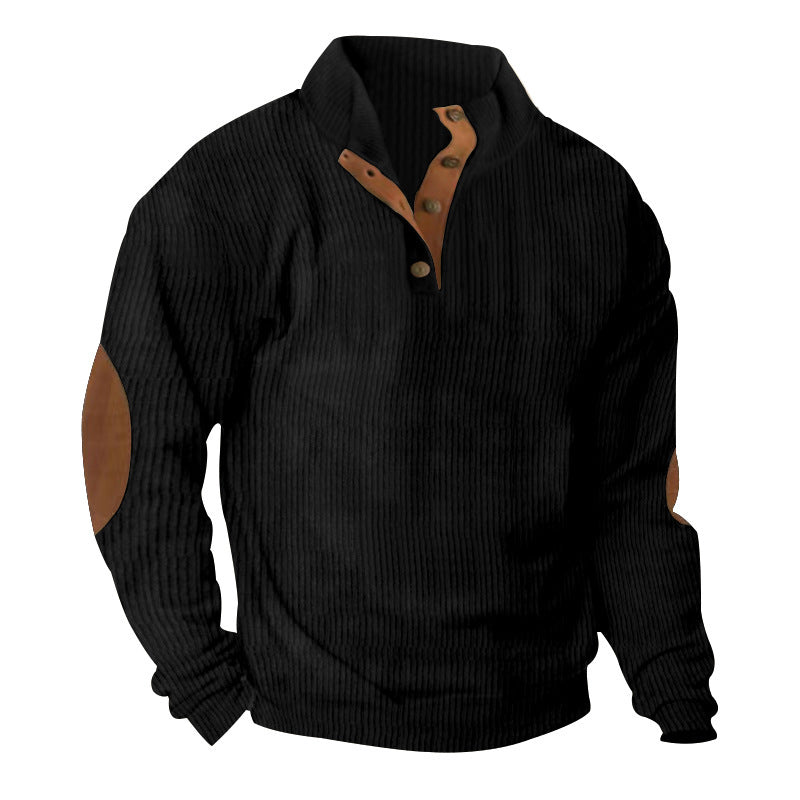 Herren Strukturierter Pullover mit modischen Lederapplikationen Aliams