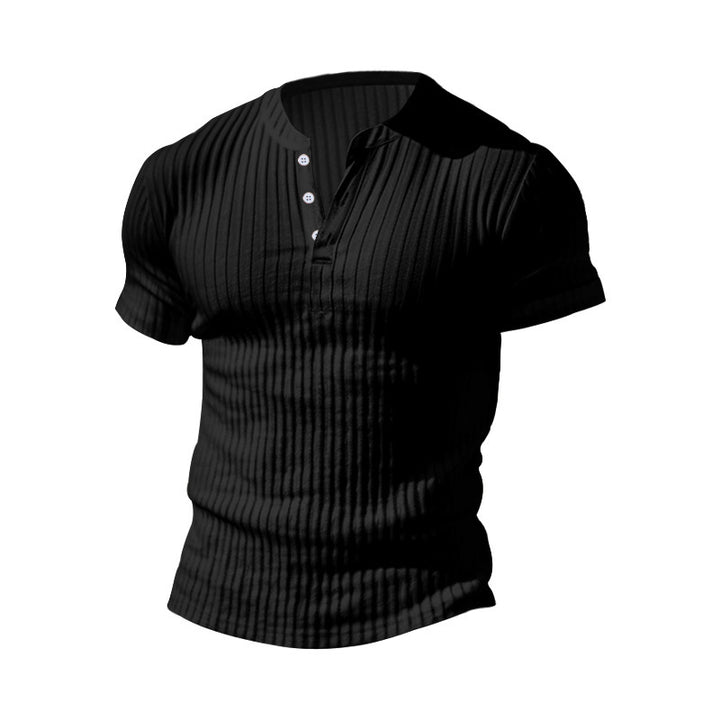 Herren strukturiertes Kurzarm-Henley-Shirt mit modernen Akzenten Aliams