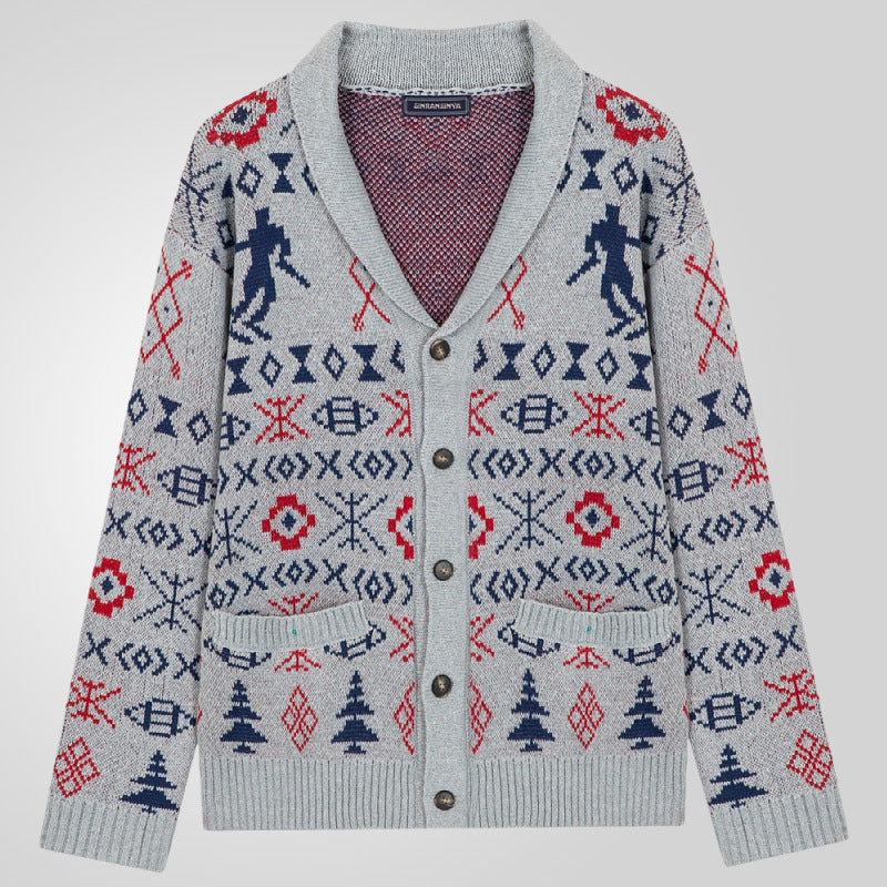 Herren Strickjacke mit traditionellem Muster und warmem Innenfutter Aliams
