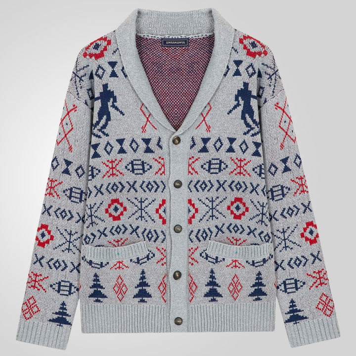 Herren Strickjacke mit traditionellem Muster und warmem Innenfutter Aliams