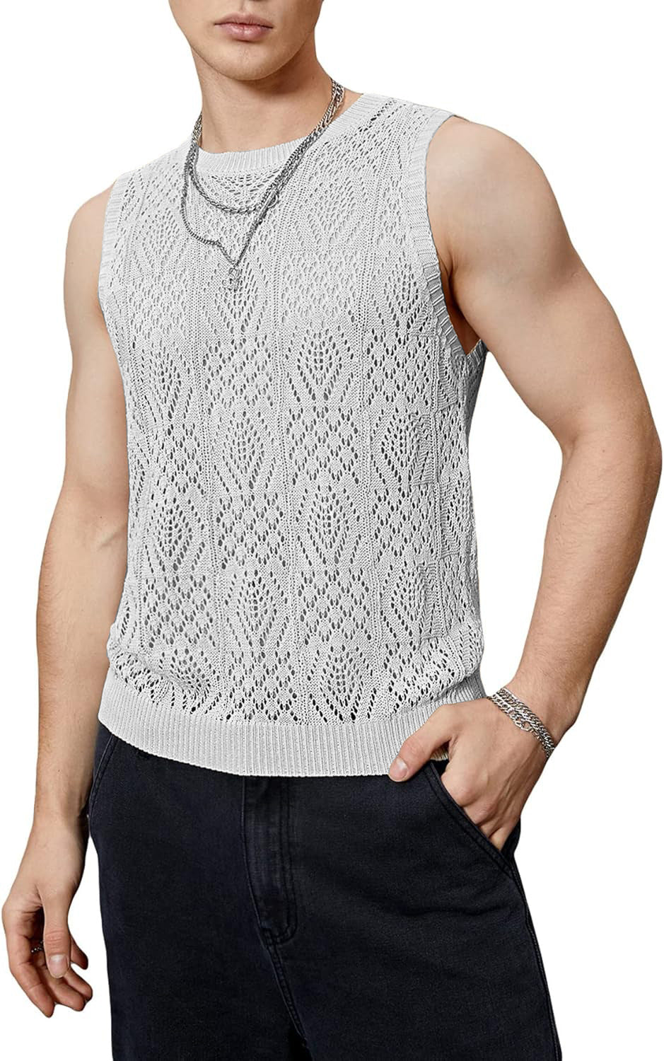 Herren Strickoberteil mit raffiniertem Lochmuster Aliams