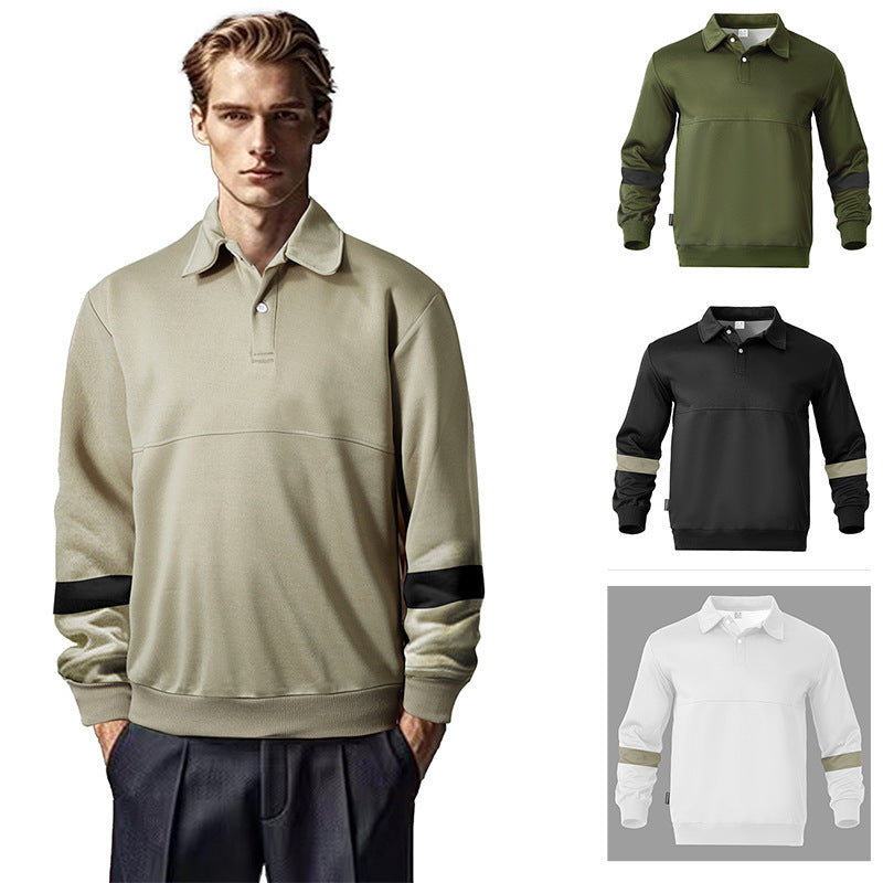 Herren sportlicher Langarm-Polo mit modernem Design und Kontrastärmel Aliams