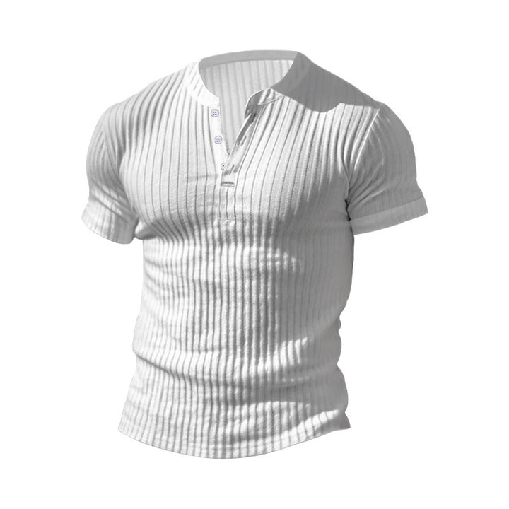 Herren strukturiertes Kurzarm-Henley-Shirt mit modernen Akzenten Aliams