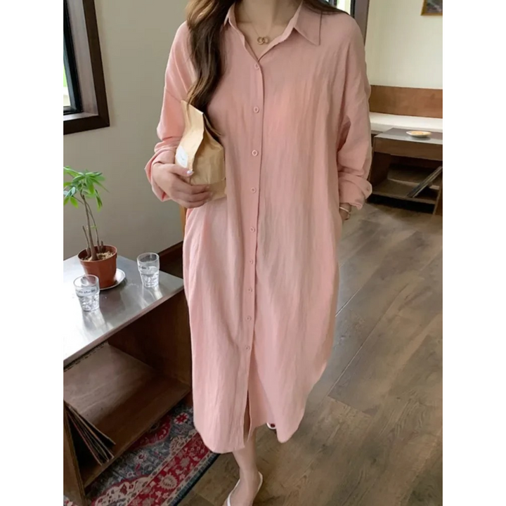 Aliams | Langärmliges Leinenkleid Damenbekleidung